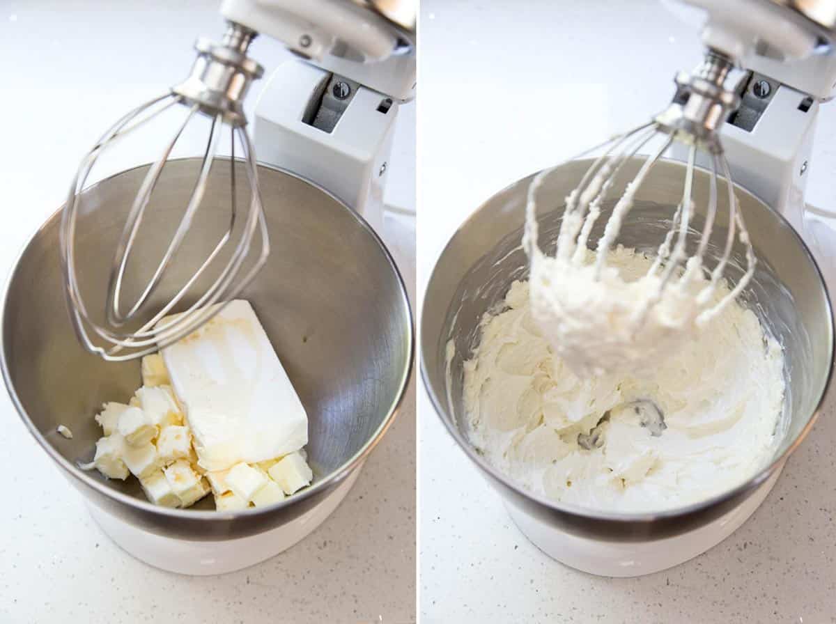 Making cream cheese frosting with a stand mixer