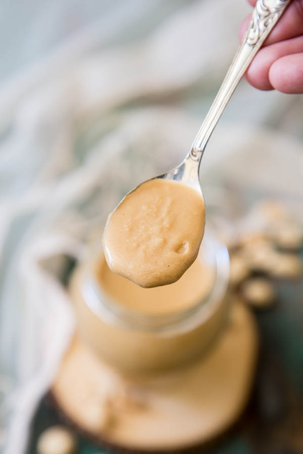 A spoonful of homemade peanut butter