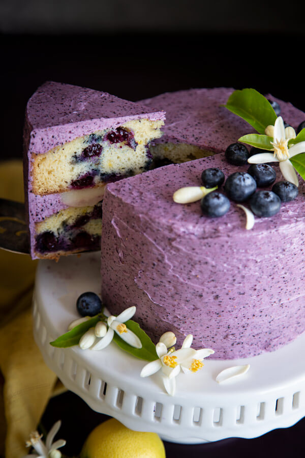 Lemon Blueberry Cake with Cream Cheese Icing | I Knead to Eat