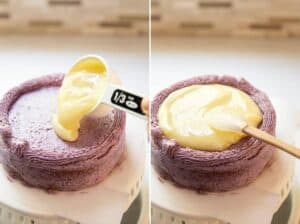 Lemon curd is added inside the frosting border.