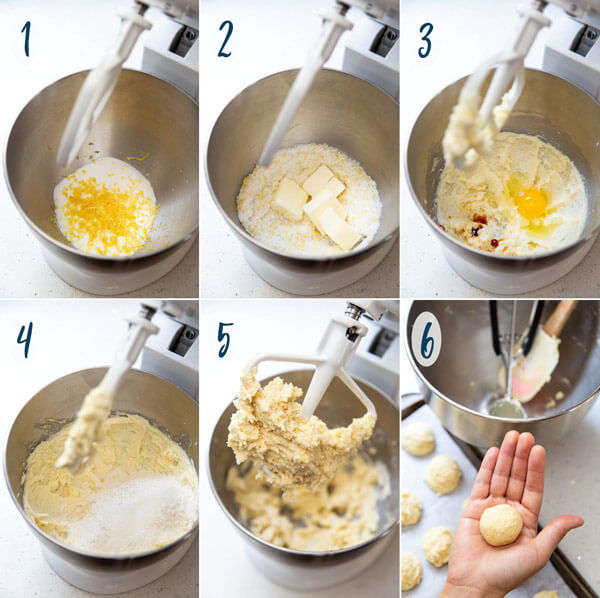 Making lemon cookie dough in a stand mixer
