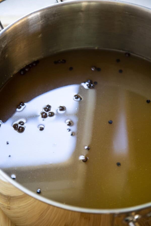 Turkey brine in a stock pot