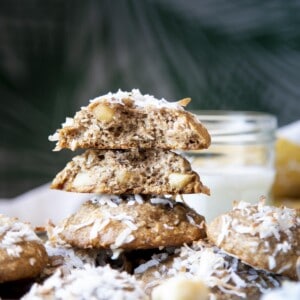 A stack of banana cookies.