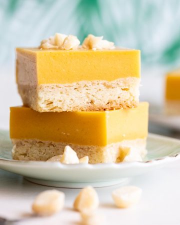 Two mango squares stacked on top of each other.
