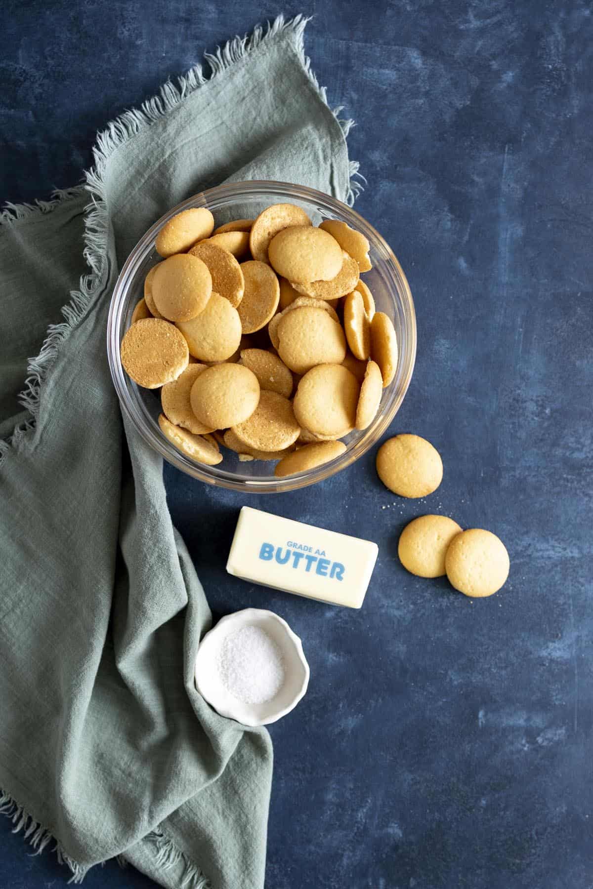 Ingredients for vanilla wafer crust.
