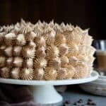 Coffee buttercream on a cake.