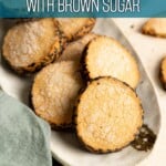 A plate of miso brown sugar shortbread cookies.