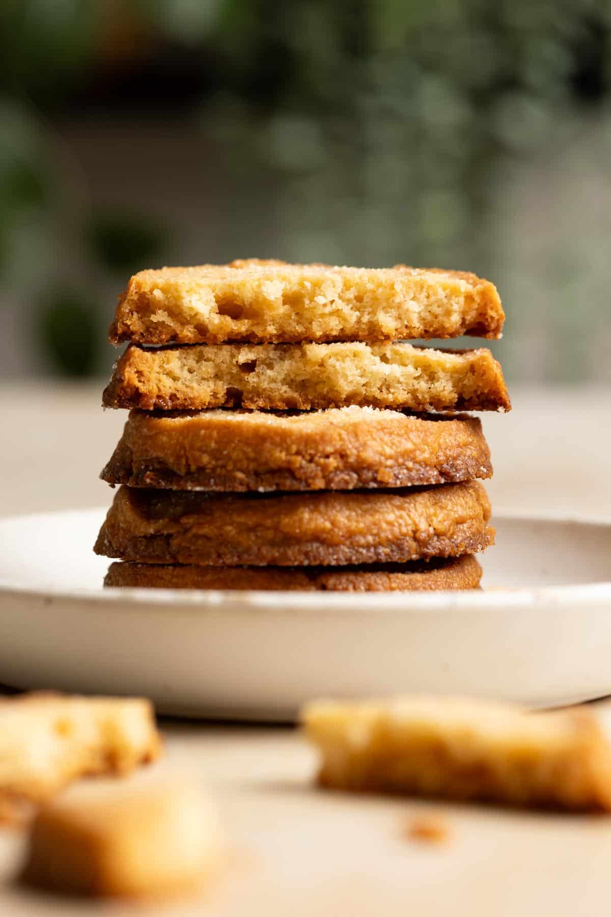 A stack of miso toffee shortbread cookies.