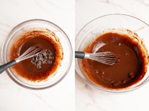 Add chocolate chips and stir to melt.