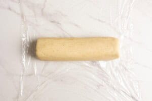 A log of lavender shortbread dough.