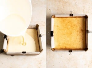 Pour lemon bar filling on top of baked crust and bake again.
