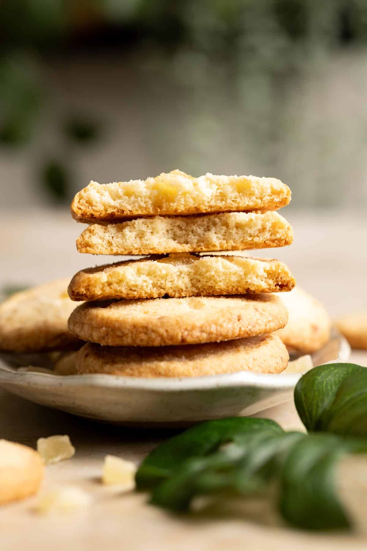 A stack of pineapple shortbread cookies.