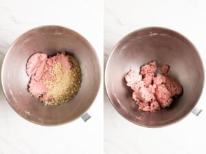 Mix in chopped macadamia nuts for macadamia raspberry shortbread dough.