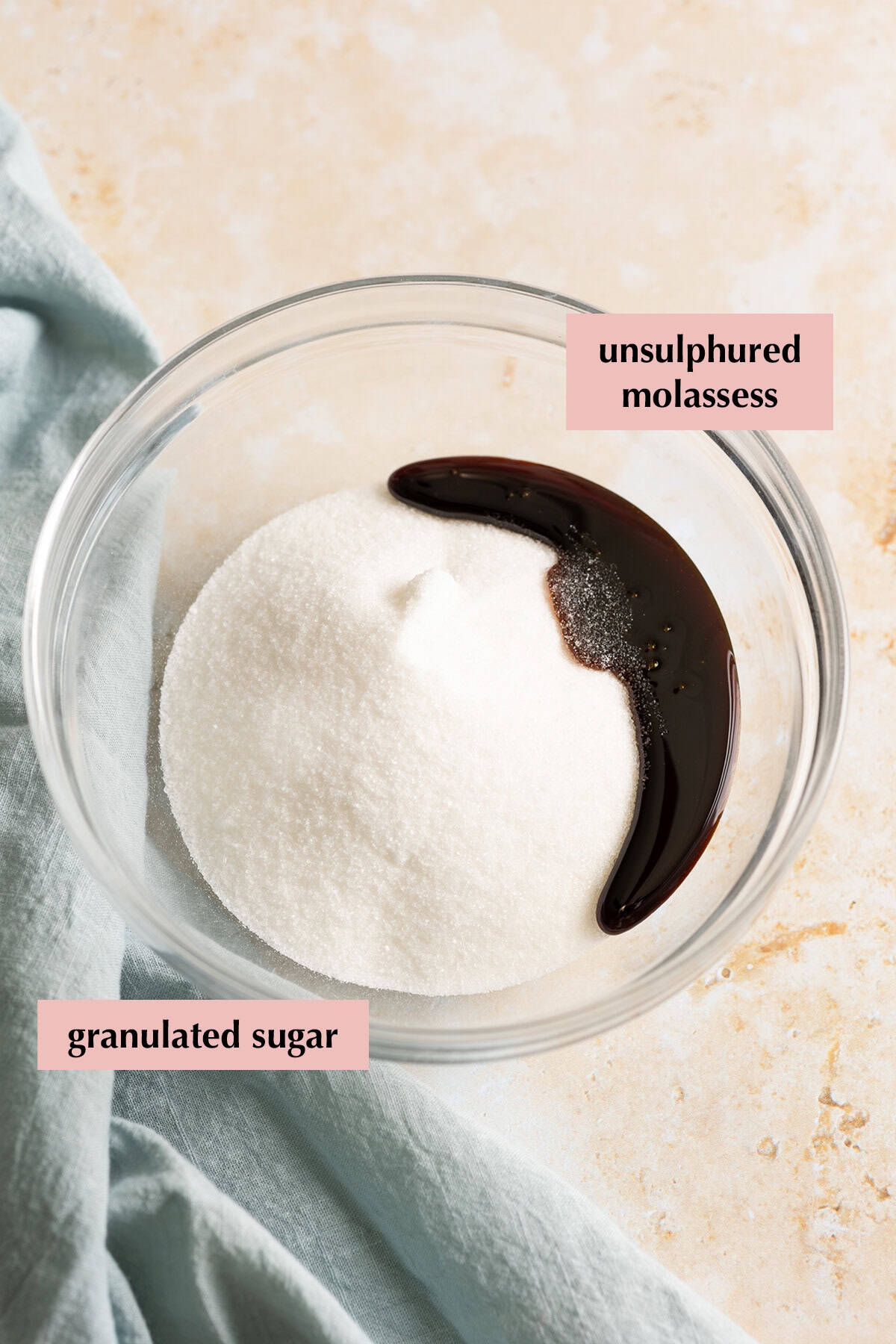 Sugar and molasses in a bowl.