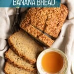A loaf of sliced pineapple banana bread.